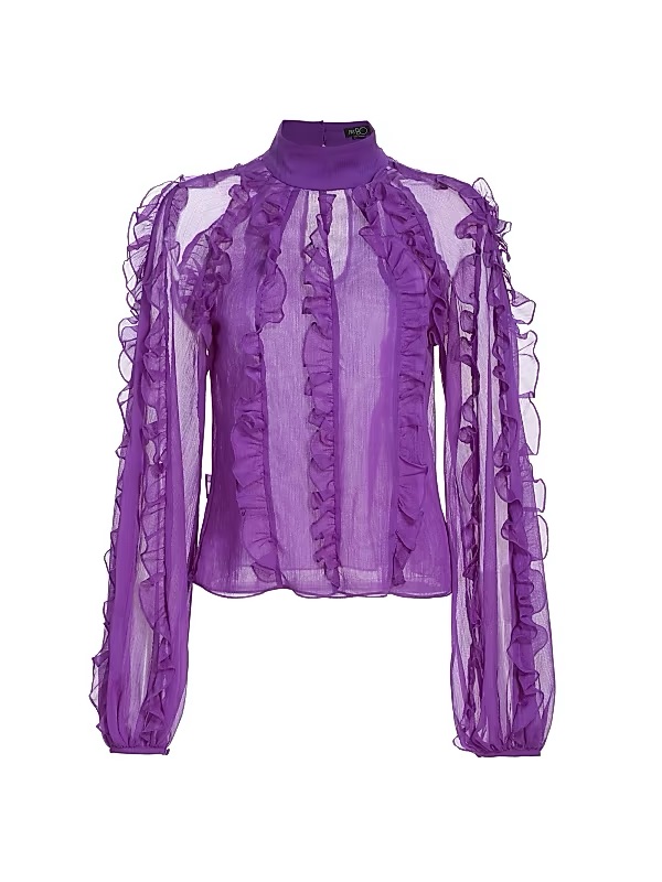 Patbo Purple Ruffle Sheer Blouse